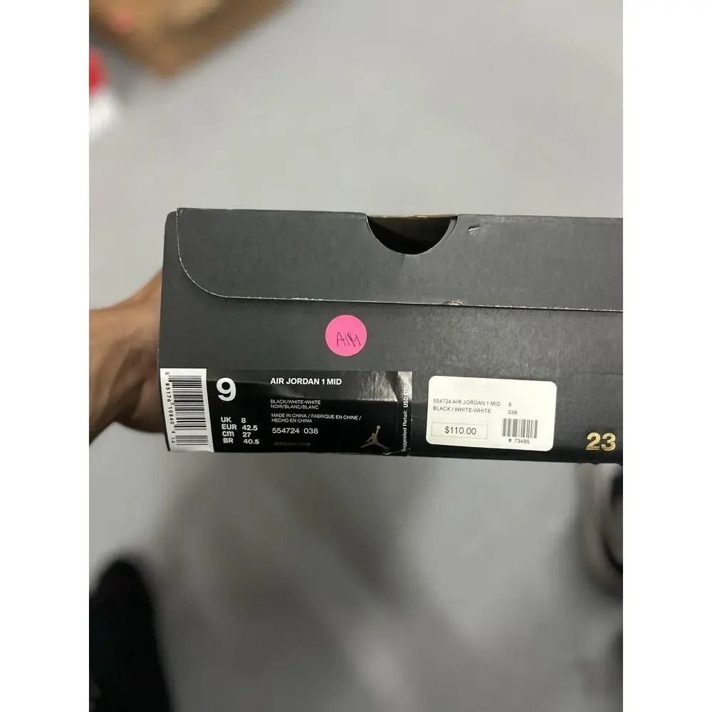 Size 9 - Air Jordan 1 Retro Mid Black White